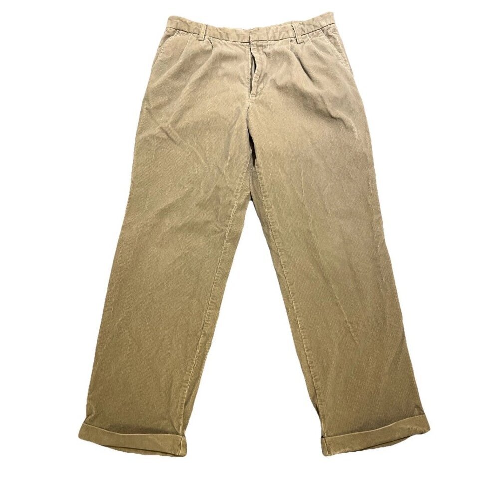 Dockers Corduroy Pants Men’s Size 36x32 Tan Relaxed Fit Pleated Cuffed Casual